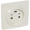 Legrand Розетка встраиваемая 2К+З - 20 А - с защитными шторками - 95x95 мм - на винтах 055452