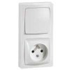 Legrand Переключатель + розетка 2К+З, 2 поста 086065