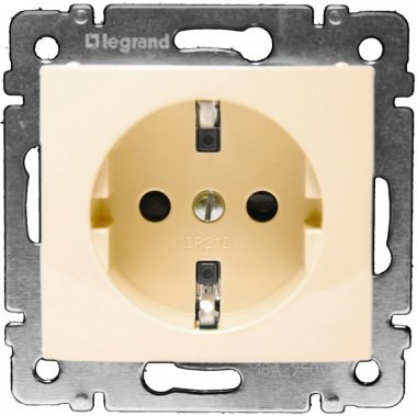 Фотография товара 'Legrand Модуль розетки 2К+З, с винтовыми зажимами, с защитными шторками 774321'