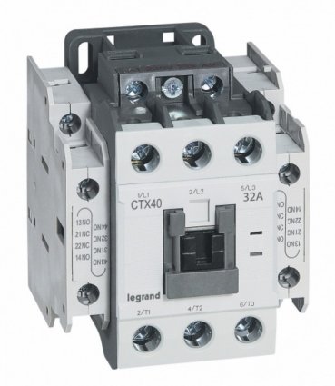 Фотография товара 'Legrand Контактор CTX3, торцевой зажим, 3P 50A 2 НО + 2 НЗ 110V 416154'
