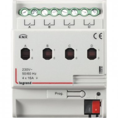 Фотография товара 'Legrand KNX Релейный активатор 4-канальный 16А DIN 4 модуля 002680'