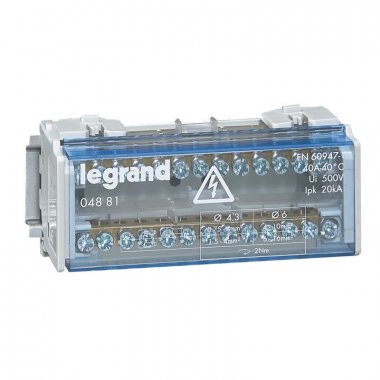 Фотография товара 'Legrand Модульный распределительный блок - 2П - 40 A - 13 подключений 004881'