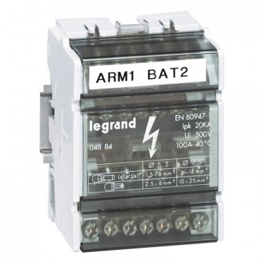 Фотография товара 'Legrand Модульный распределительный блок - 4П - 100 A - 7 подключений 004884'