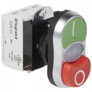 Фотография товара 'Legrand Кнопка двойная 22,3 - Osmoz - в сборе - с подсветкой - 24 В 023765'