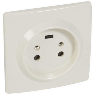 Фотография товара 'Legrand Розетка встраиваемая 2К+З - 20 А - с защитными шторками - 95x95 мм - на винтах 055452'