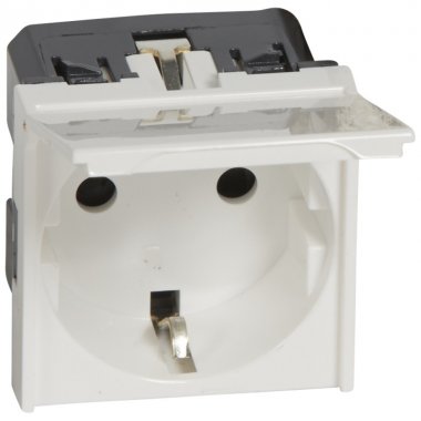 Фотография товара 'Legrand Розетка с крышкой 2К+З - с автоматическими клеммами - Программа Mosaic 077219'