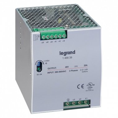 Фотография товара 'Legrand 3-фазный Импульсный источник питания 48В 960Вт 20A 146639'