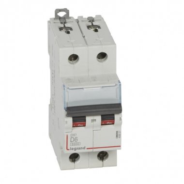 Фотография товара 'Legrand Автоматический выключатель DX3 6000 - 10 кА 2П - 230/400 В~ - 6 А - 2 модуля 408027'