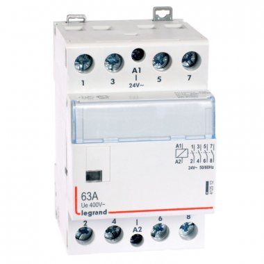 Фотография товара 'Legrand Контактор CX3 - 4П - 400 В~ - с катушкой 24 В~ - 63 A - 3 модуля 412512'