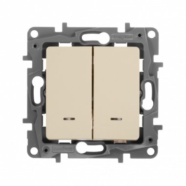 Фотография товара 'Legrand Выключатель двухклавишный с подсветкой - Etika - 10 A - 250 В 672304'