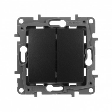 Фотография товара 'Legrand Выключатель двухклавишный - автоматические клеммы - Etika - 10 AX - 250 В 672602'