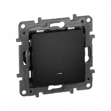 Фотография товара 'Legrand Выключатель одноклавишный с подсветкой/индикацией - автоматические клеммы - Etika - 10 AX - 250 В 672603'