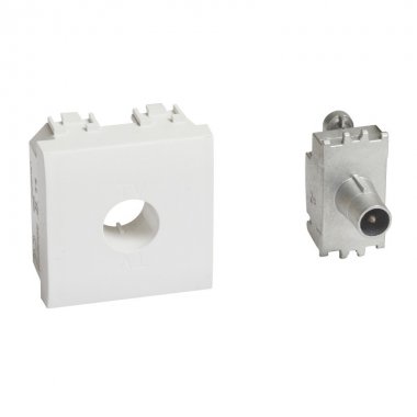 Фотография товара 'Legrand Livinglight Розетка TV для схемы звезда Штыревой разъем 9,5 мм, экранированная 2 модуля LN4202M2D'