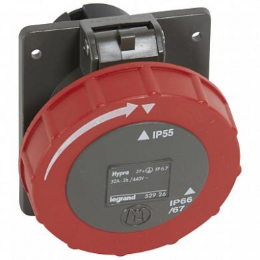 Фотография товара 'Legrand Встраиваемая розетка Hypra IP 66/67-55 3К+3 440 В 32 А 052926'
