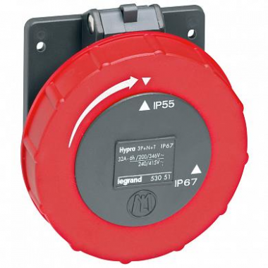 Фотография товара 'Legrand Розетка встраиваемая Hypra IP67 3К+H+З 380В 32A 053051'