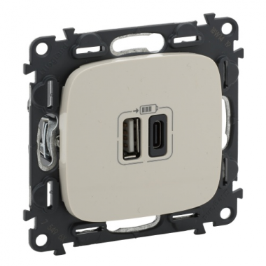 Фотография товара 'Legrand Valena ALLURE.Зарядное устройство 2 USB тип А-тип С 240В/5В 754966'