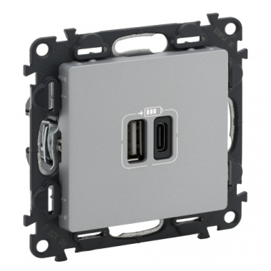 Фотография товара 'Legrand Valena LIFE.Зарядное устройство 2 USB тип A - тип С 240В/5В 753306'