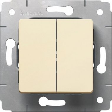 Фотография товара 'Legrand Выключатель 2-клавишный, 10АХ, 250В, Cariva 773758'