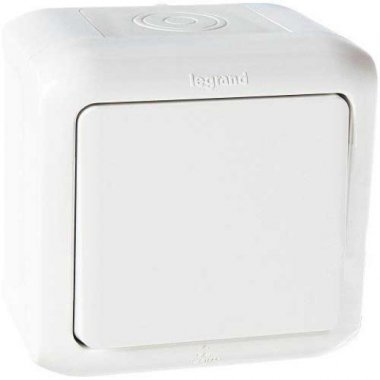 Фотография товара 'Legrand Выключатель 1-клавишный без фиксации, 6А, IP44, Quteo 782305'
