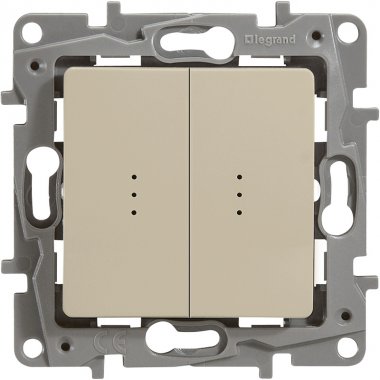 Фотография товара 'Legrand Выключатель/переключатель 2-клавишный с подсветкой, 10АХ ETIKA 672316'