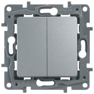 Фотография товара 'Legrand Выключатель/переключатель 2-клавишный, 10AX ETIKA 672412'