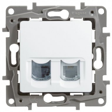 Фотография товара 'Legrand Модуль розетки двойной RJ11+RJ45, категория 5 UTP ETIKA 672252'