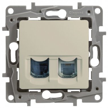 Фотография товара 'Legrand Модуль розетки двойной RJ11+RJ45, категория 5 UTP ETIKA 672352'