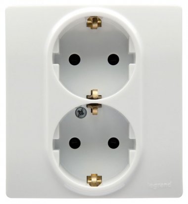 Фотография товара 'Legrand Модуль розетки 2 х 2К+З со шторками, 10AX, автоматические зажимы ETIKA 672233'