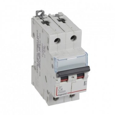 Фотография товара 'Legrand Автоматический выключатель, серия DX3, C4A, 16kA, 2-полюсный 409198'