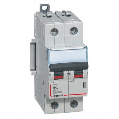 Фотография товара 'Legrand Автоматический выключатель, серия DX3, B20A, 16kA, 2-полюсный 408943'