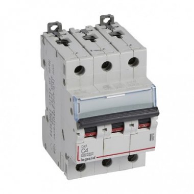Фотография товара 'Legrand Автоматический выключатель, серия DX3, C4A, 16kA, 3-полюсный 409250'