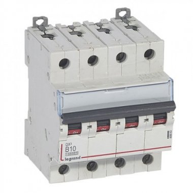 Фотография товара 'Legrand Автоматический выключатель, серия DX3, B10A, 16kA, 4-полюсный 409063'