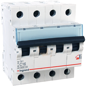 Фотография товара 'Legrand Автоматический выключатель, серия TX3 C16A 4-полюсный 404070'