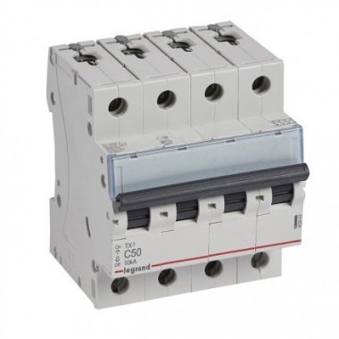 Фотография товара 'Legrand Автоматический выключатель, серия TX3, C50A 4-полюсный 403963'