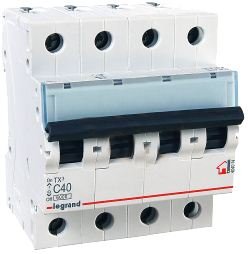 Фотография товара 'Legrand Автоматический выключатель, серия TX3 C40A 4-полюсный 404074'