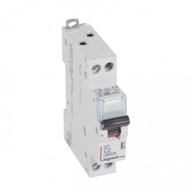 Фотография товара 'Legrand Автоматический выключатель, серия DX3, С2А 1-полюсный + нейтраль 407735'