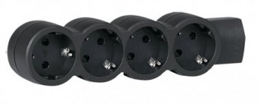 Фотография товара 'Legrand Блок розеток без шнура, 4 розетки, 16А, ультраплоский, фиксируемый, черный, серия Стандарт 695033'