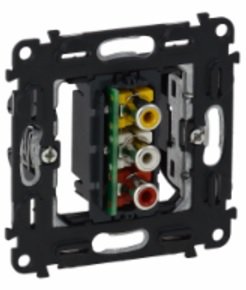 Фотография товара 'Legrand Механизм розетки для аудио/видео устройств 3хRCA, без лицевой панели, Valena InMatic 753075'