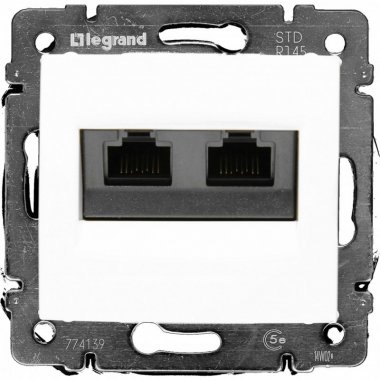 Фотография товара 'Legrand Модуль розетки телефонной RJ11+RJ45, Категория 6, без захватов, UTP, Valena 770080'