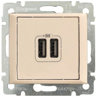 Фотография товара 'Legrand Модуль розетки USB для зарядки, 2 входа, Valena 774170'