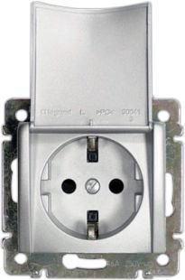 Фотография товара 'Legrand Модуль розетки 2К+З, с винтовыми зажимами, с откидной крышкой 770122'