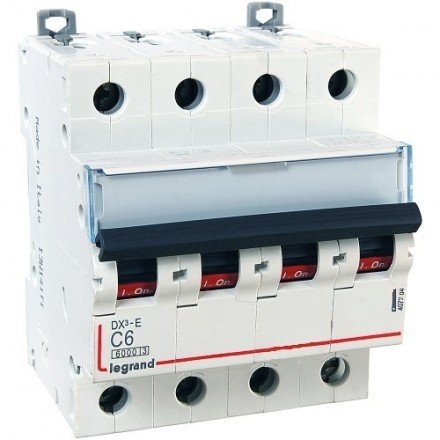 Фотография товара 'Legrand Автоматический выключатель, серия DX3-E, С6A 4-полюсный 407302'