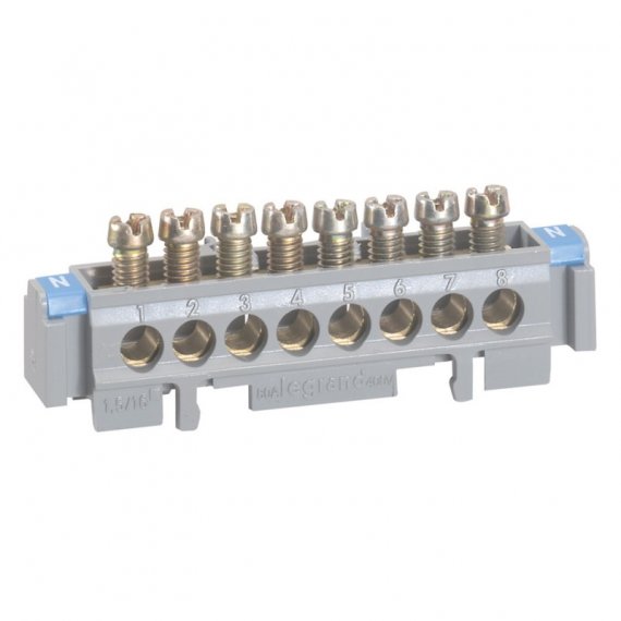 Фотография товара 'Legrand Клеммная колодка - на изолирующих основаниях - 8 x 1,5-16 мм - длина 75 мм 004822'