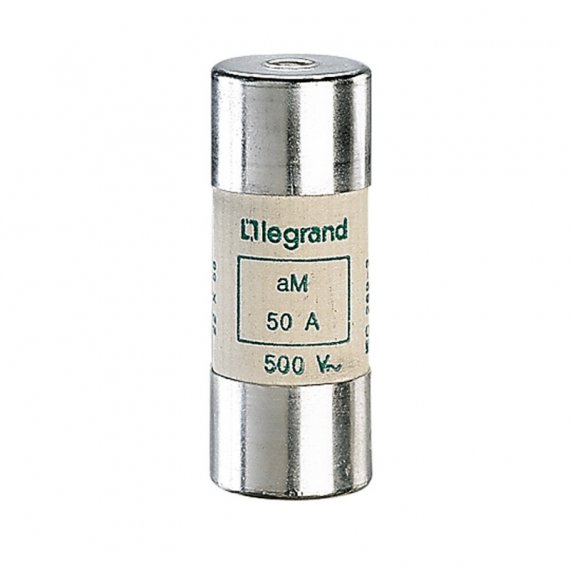 Фотография товара 'Legrand Промышленный цилиндрический предохранитель аМ 22x58 50а 500В с бойком 015150'