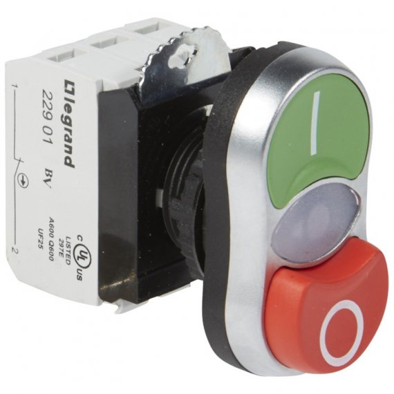 Фотография товара 'Legrand Кнопка двойная 22,3 - Osmoz - в сборе - с подсветкой - 24 В 023765'