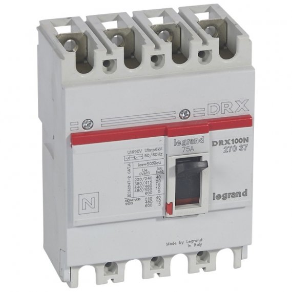Фотография товара 'Legrand Выключатель автоматический Drx125 фиксированный 75A 027037'