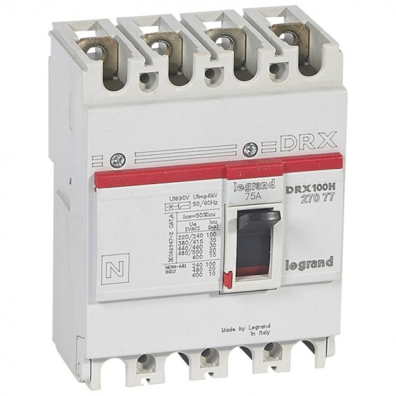 Фотография товара 'Legrand Выключатель автоматический Drx125 фиксированный 75A 027077'