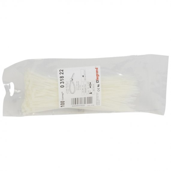 Фотография товара 'Legrand Монтажный хомут Colring - ширина 2,4 мм - длина 180 мм - пакет 100 штук 031822'