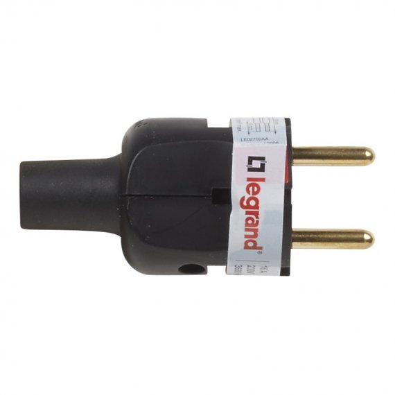 Фотография товара 'Legrand Вилка 2К - серия Элиум - 16 А - резина - прямой ввод 050181'