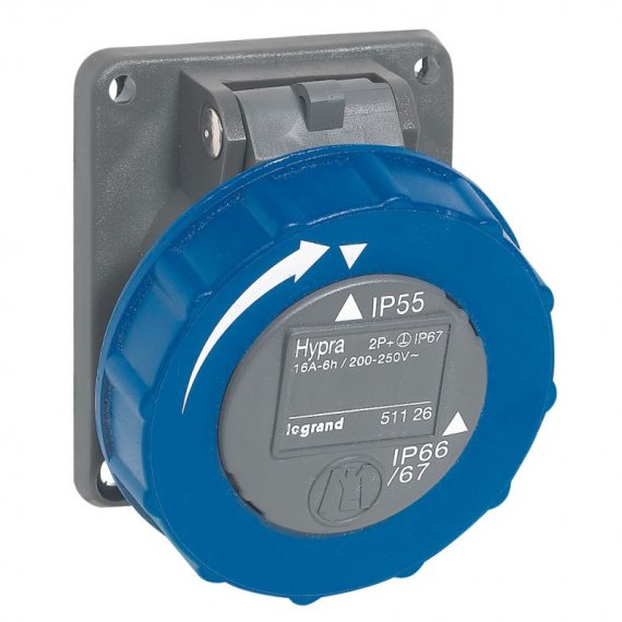 Фотография товара 'Legrand Встраиваемая розетка Hypra - IP 66/67-55 - 2К+3 - 16 А 051126'